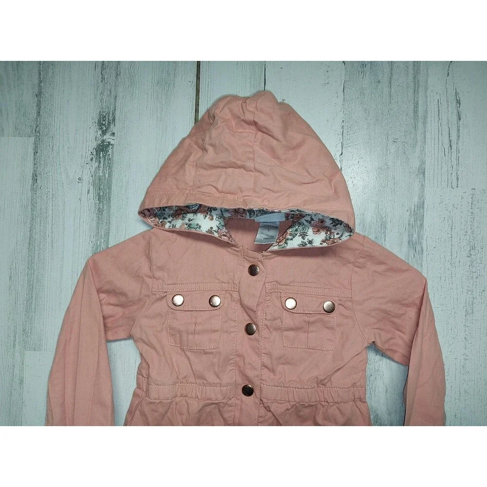 Little Lass Girls 5 Hooded Peach Utility Jacket